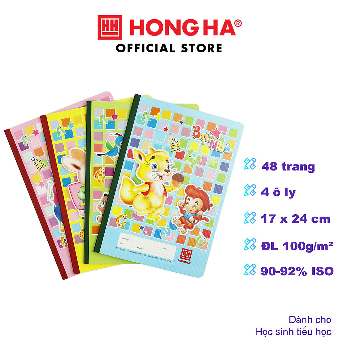Lốc 10 Tập Vở 4 Ô Ly Hồng Hà School Bạn Nhỏ